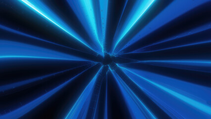 Obraz premium A radiant burst of blue light beams converging towards a central point, creating a high-speed tunnel effect for sci-fi, futuristic, and technology-themed designs