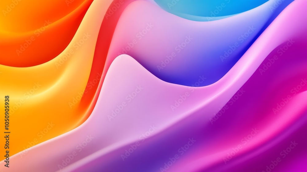 Poster A vibrant gradient of interlocking colors flowing seamlessly, symbolizing unity and diversity in a dynamic society, minimalist style