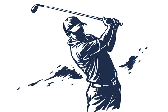  A silhouette of a man performing a golf swing