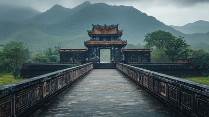 Ancient Gate Bridge in Vietnam