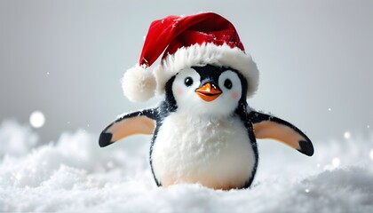 cute penguin chick in santa hat for christmas illustrations