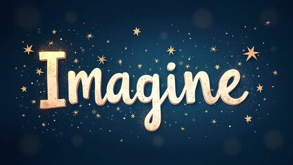 Naklejka premium Whimsical Imagine word with scattered stars for dreamy vibe