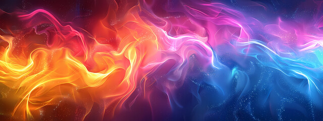 Obraz premium A vibrant abstract image featuring swirling flames in shades of orange, pink, and blue, creating a dynamic and energetic mood.