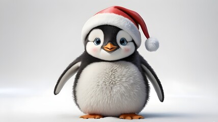 Fototapeta premium charming holiday penguin chick with santa hat for digital downloads