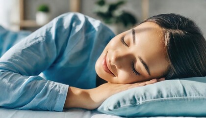 Sleep tired concept of find the cool or cold spot on the pillow.  Flipping pillow or turning it over to the cooler side to be more comfortable.  Represented by blue coloring