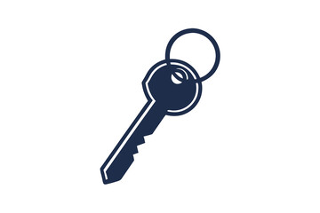 Key with key ring on isolated white background