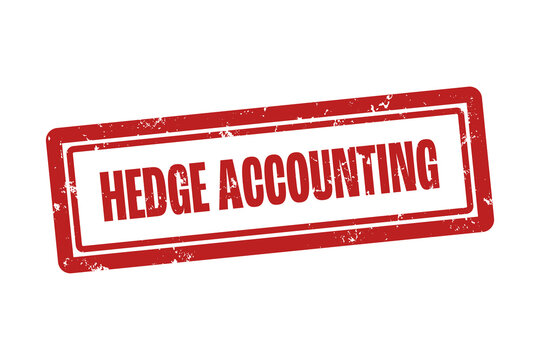 Hedge Accounting. A red stamp isolated on white background.