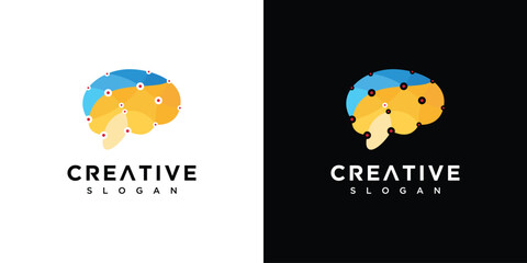 Smart brain technology logo design template. brain digital technology logo icon