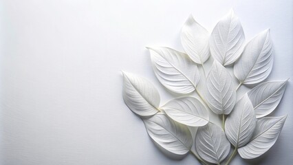 Unique white leaves against white background symbolizing eco conscious efforts to combat climate change Macro