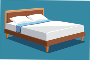  Modern double bed with cotton sheet over white
