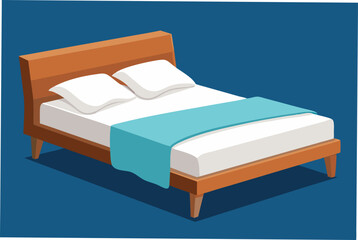  Modern double bed with cotton sheet over white