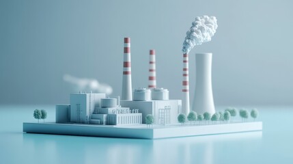 Obraz premium Thermal power plant model. Energy concept background