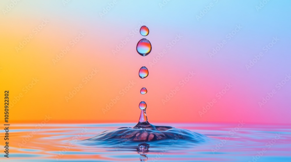 Poster A vivid visual of different colored, transparent liquid droplets merging into a single, clear pool