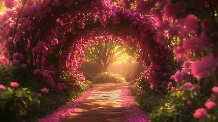 アーチ型のバラのトンネル