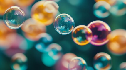 Abstract floating bubbles of various colors merging and separating, symbolizing the fluid and evolving nature of inclusion and diverse identities, minimalist style