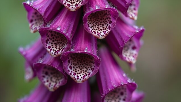 Vibrant purple foxglove bloom with speckled white and purple bell like flowers