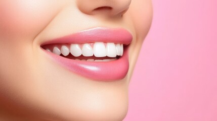 Obraz premium Radiant Smile on Pink Background