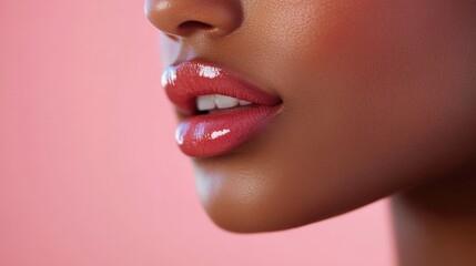 Naklejka premium Close-Up of Glossy Lips