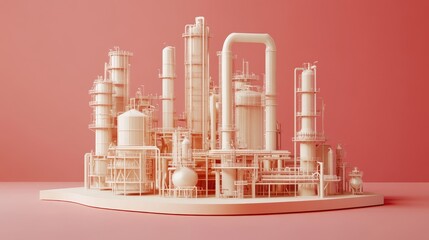 Obraz premium Oil plant model. Industrial concept background