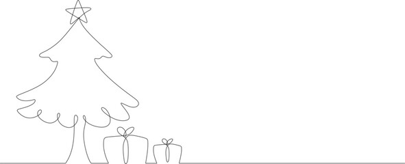 Christmas tree one line drawing