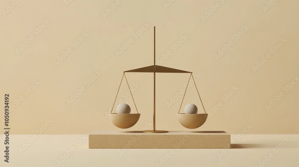 Aufkleber An abstract representation of equity, showing a series of abstract scales with different-sized elements being balanced in equilibrium
