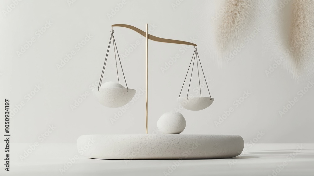 Aufkleber An abstract representation of equity, showing a series of abstract scales with different-sized elements being balanced in equilibrium