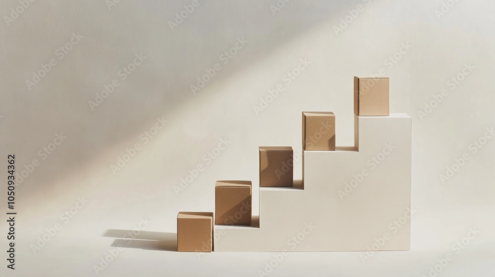 Poster An abstract representation of equity, showing a set of varied-sized boxes being lifted to the same height, Symbolizing the efforts to provide equal opportunities regardless of starting points