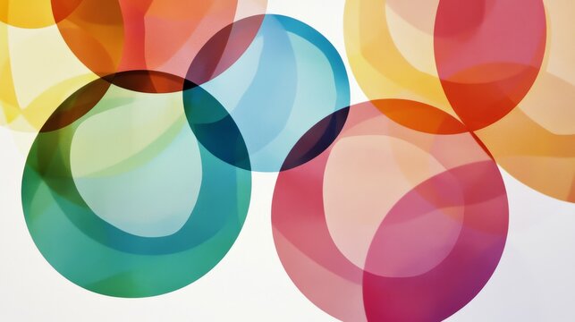 An abstract representation of social inclusion, featuring a series of overlapping circles with different colors blending into each other, Representing the seamless integration of diverse social groups