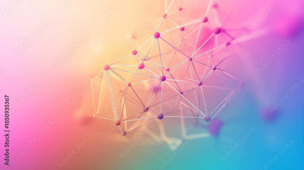 Poster An abstract representation of unity, showing a spectrum of interconnected geometric shapes forming a cohesive whole, Symbolizing the strength found in diverse elements coming together