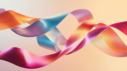 An abstract swirl of ribbons in various shades symbolizing different identities against a soft gradient background, Emphasizing diversity and identity, photography style
