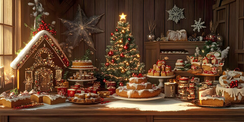 Fototapeta premium christmas gingerbread house, ai generated.