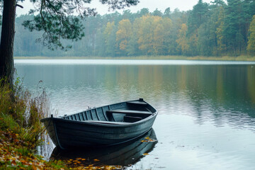 Obraz premium Lonely Boat at Lake.