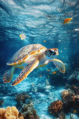Fototapeta premium green turtle swimming
