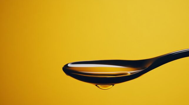 Spoon with oil. Oil concept background