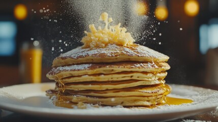 Pancakes. Breakfast food background