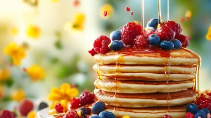 Pancakes. Breakfast food background