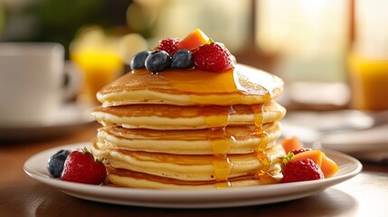 Pancakes. Breakfast food background
