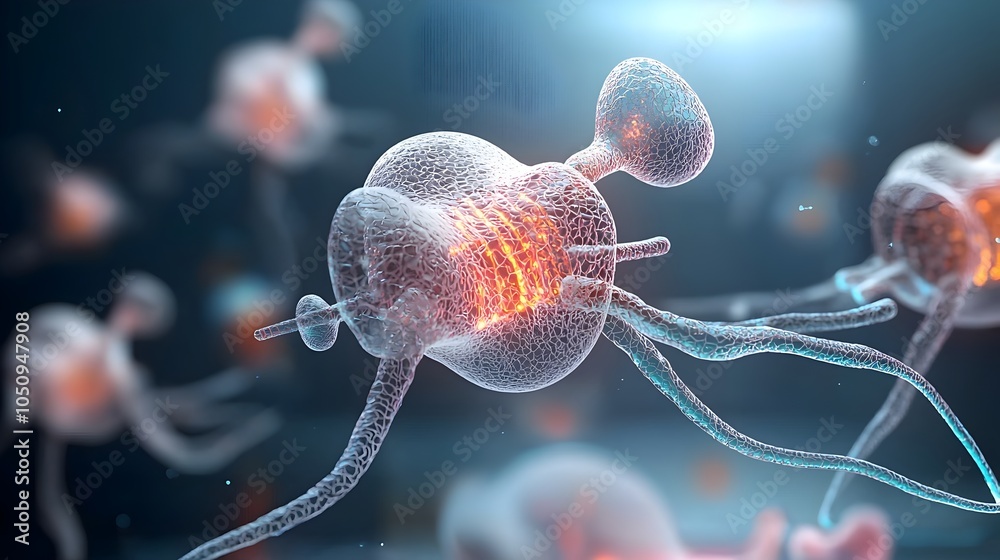 Aufkleber captivating close up of vibrant microscopic life forms revealing intricate beauty of biology at cell