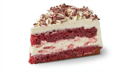 Delicate Strawberry White Chocolate Cake Slice on White Background, Perfect for Dessert and Bakery Themes with Detailed Studio Lighting for Rich Color and Texture