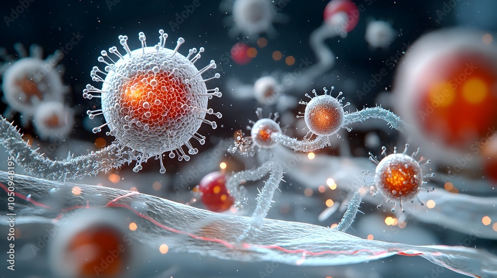 Fototapete vibrant cellular organisms a captivating microscopic of life s intricate beauty showcasing the compl