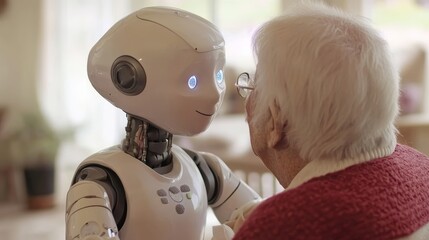 Humanoid robot providing emotional support to elderly person by recognizing and responding to moods