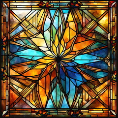 Fototapeta premium Abstract autumn backdround with stained glass 