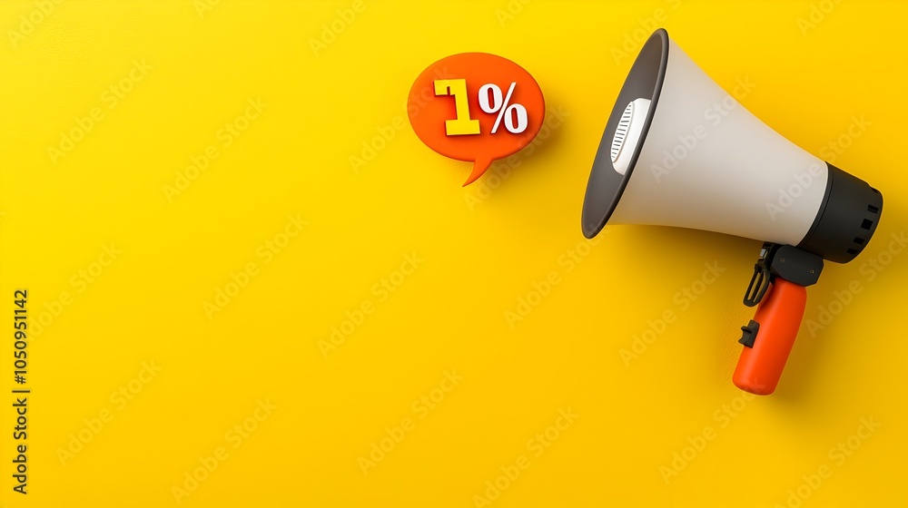 Aufkleber striking 3d megaphone and speech bubble with a vibrant percentage symbol floating effortlessly on a 