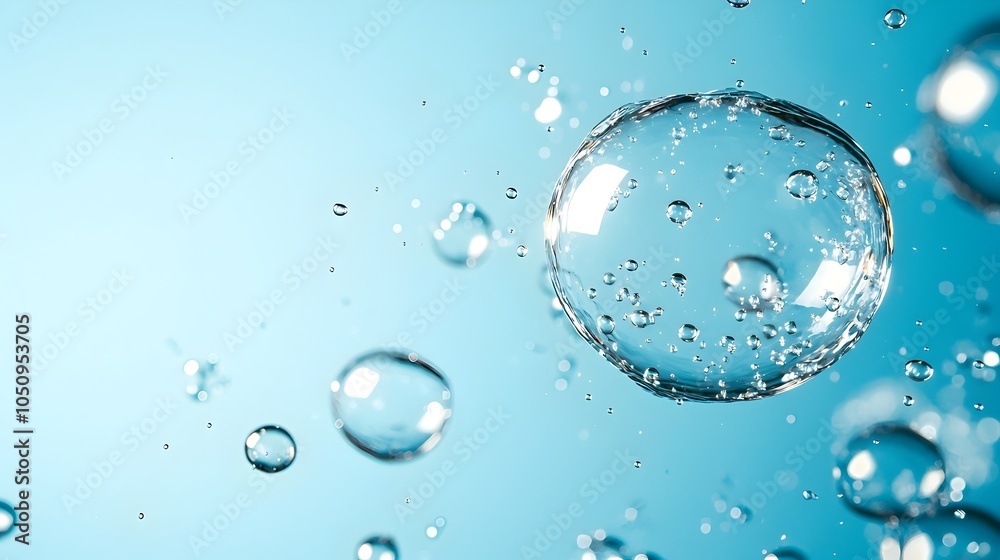 Aufkleber Mesmerizing Floating Bubbles on Gradient Backdrop Forming Dynamic Aquatic Wallpaper Design  and Fluid Bubble Pattern with Translucent Transparent Motion on Colorful Gradient Background
