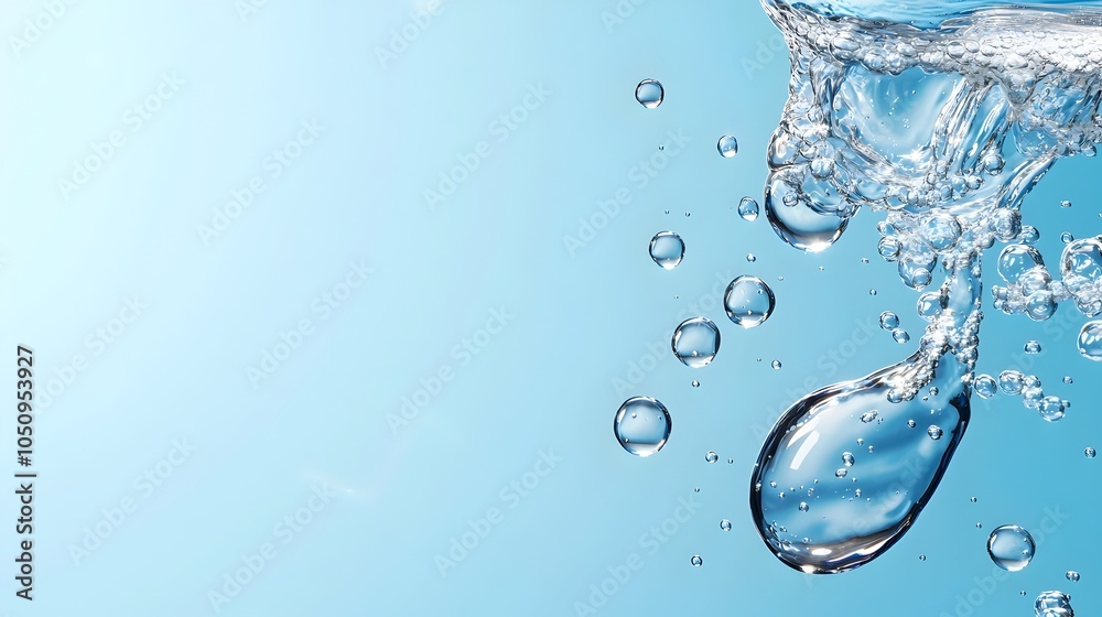 Leinwandbilder serene and tranquil underwater scene featuring huge clear water bubbles rising through a soft blue g