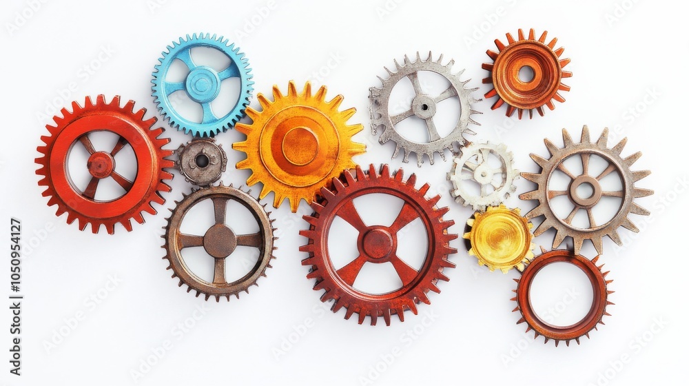 Poster An impactful visual of a series of interconnected gears, each decorated with different cultural motifs, working together to create a large