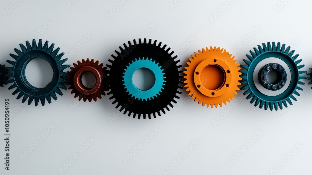 Aufkleber an impactful visual of a series of interconnected gears, each decorated with different cultural moti