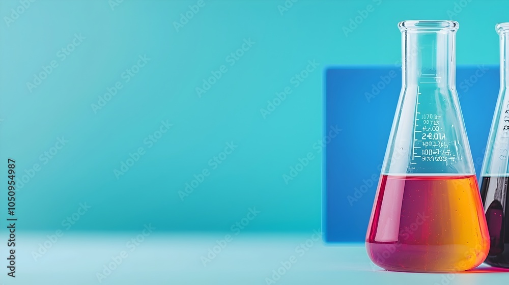 Leinwandbilder Innovative Liquid Filled Flask in High Tech Laboratory Setting Showcasing Scientific Advancements and Breakthroughs  Modern Futuristic Background Highlighting the Concept of Innovation and Discovery