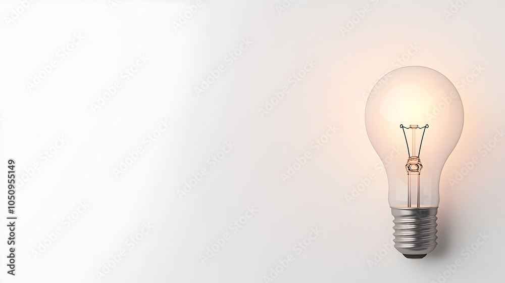 Aufkleber detailed 3d rendering of a glowing luminous lightbulb against a clean minimalist white background pr