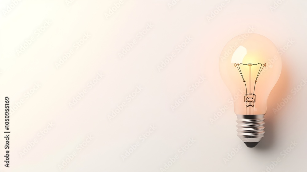 Poster Sleek and Modern 3D Rendering of a Glowing Lightbulb on a Pristine White Background Creating an Elegant and Minimalist Design with Ample Space for Text or Graphic Overlay